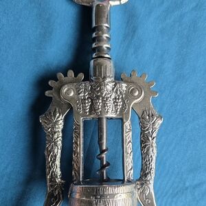 Vintage Silver Corkscrew with Grape Design